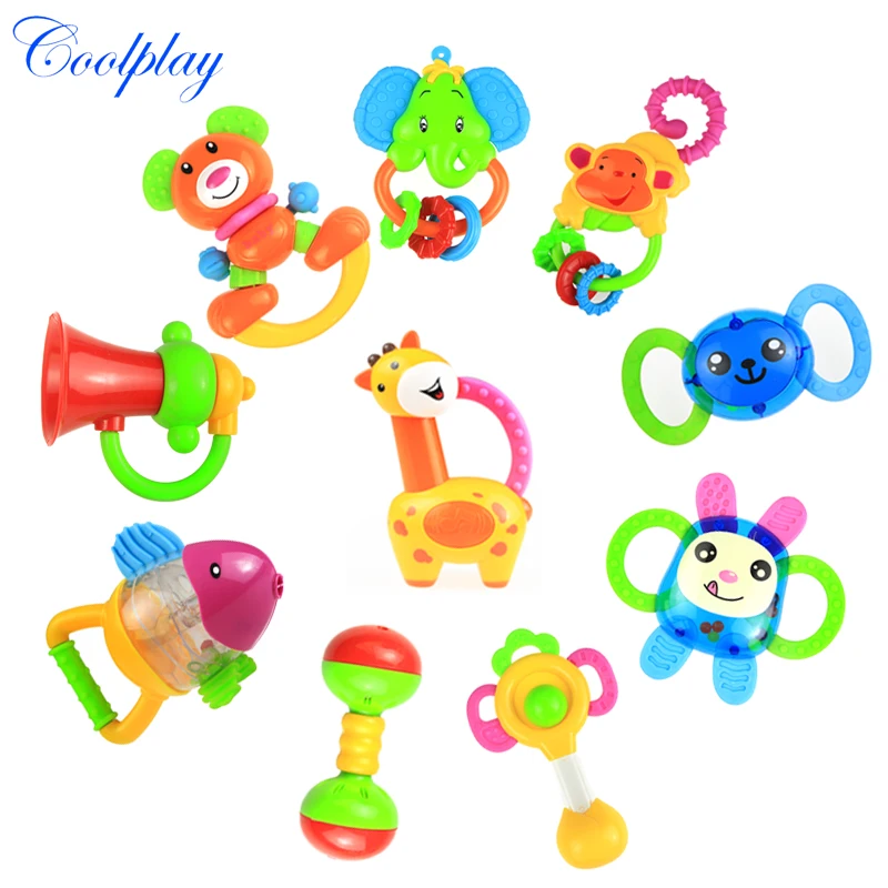 Coolplay 10 types baby rattles baby toy 0 1 year old newborn teethers