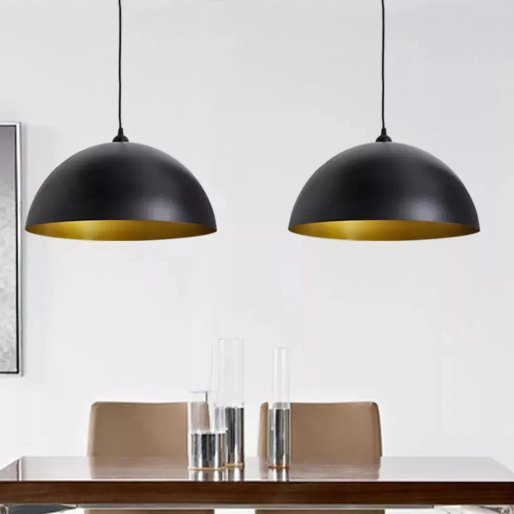 

2 pcs Simple and Beautiful Hemispherical Metal Pendant Light home bar store
