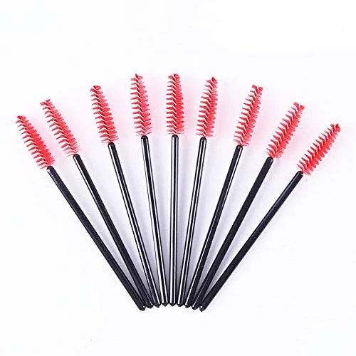 

Red Color Makeup Eyelash Brushes 1000pcs Disposable Mascara Wands Nylon Plastic Brushes Eyelash Brow Comb Brushes Make Up brush