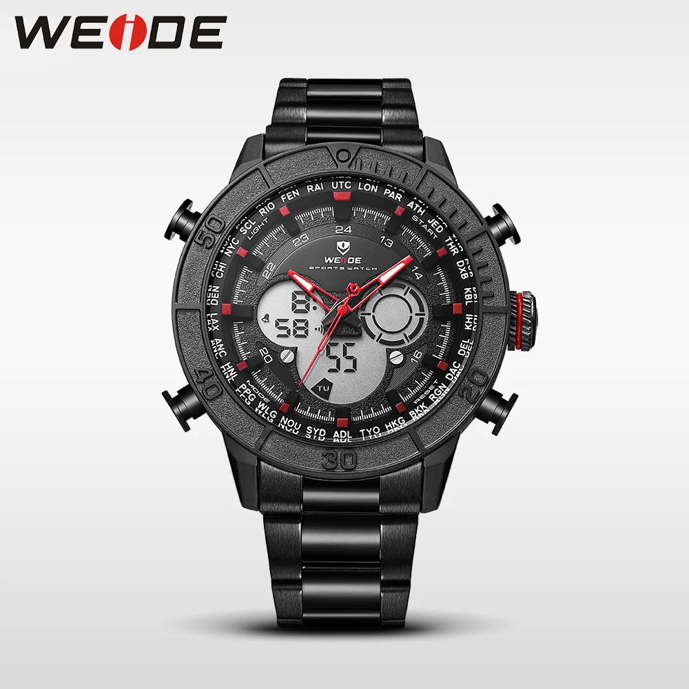 

WEIDE 2019 Mens Watches Top Brand Luxury Waterproof Hour Date Quartz Clock Male Leather Sport Wrist Watch