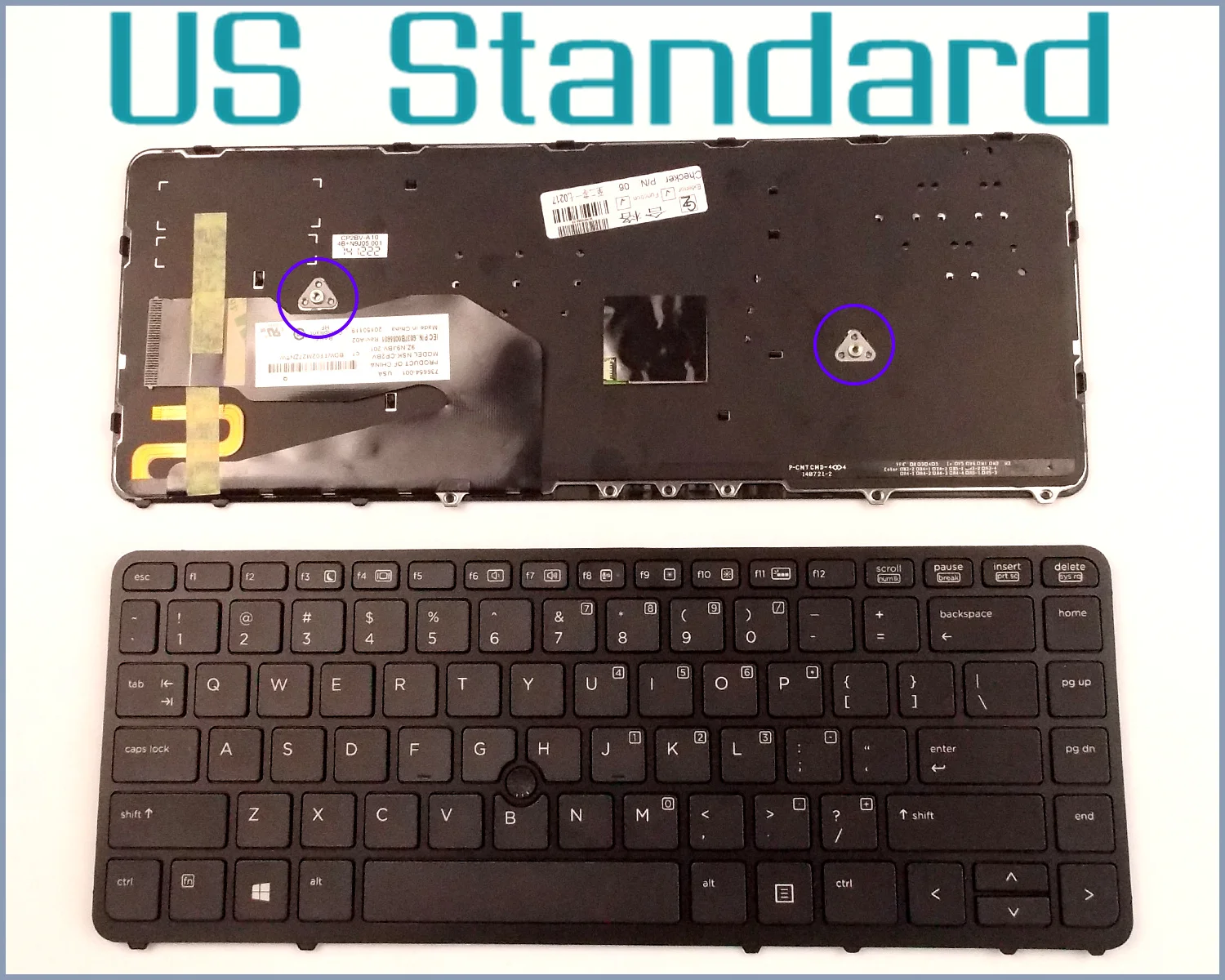 

US English Version Keyboard for HP Elitebook 840 G1 850 G1 6037b85701 9Z.N9JBV.201 Laptop W/Frame Backlit Pointer