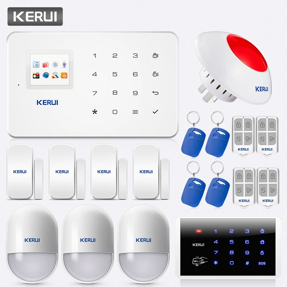 

KERUI G18 Wireless GSM Alarm System RFID Card Password Home Security Surveillance APP Remote Control SMS Call Push Alarm System