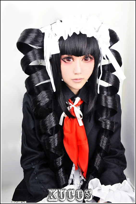 Danganronpa Dangan Ronpa Ludenbeck Celestia Ludenberg косплей парик Длинные большие вьющиеся пони прическа черные волосы