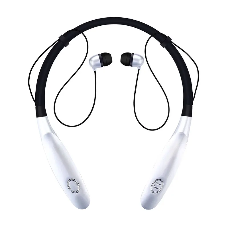 Hot Sale Latest Wireless Bluetooth Headset Sports Bluetooth Earphones Headphone with Mic Bass Earphone for Samsung for iphone silver