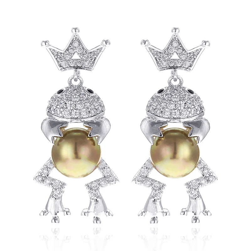 

2019 Latest Women Pearl Frog Shaped Animal Earring Traveling Frog Stud Earrings
