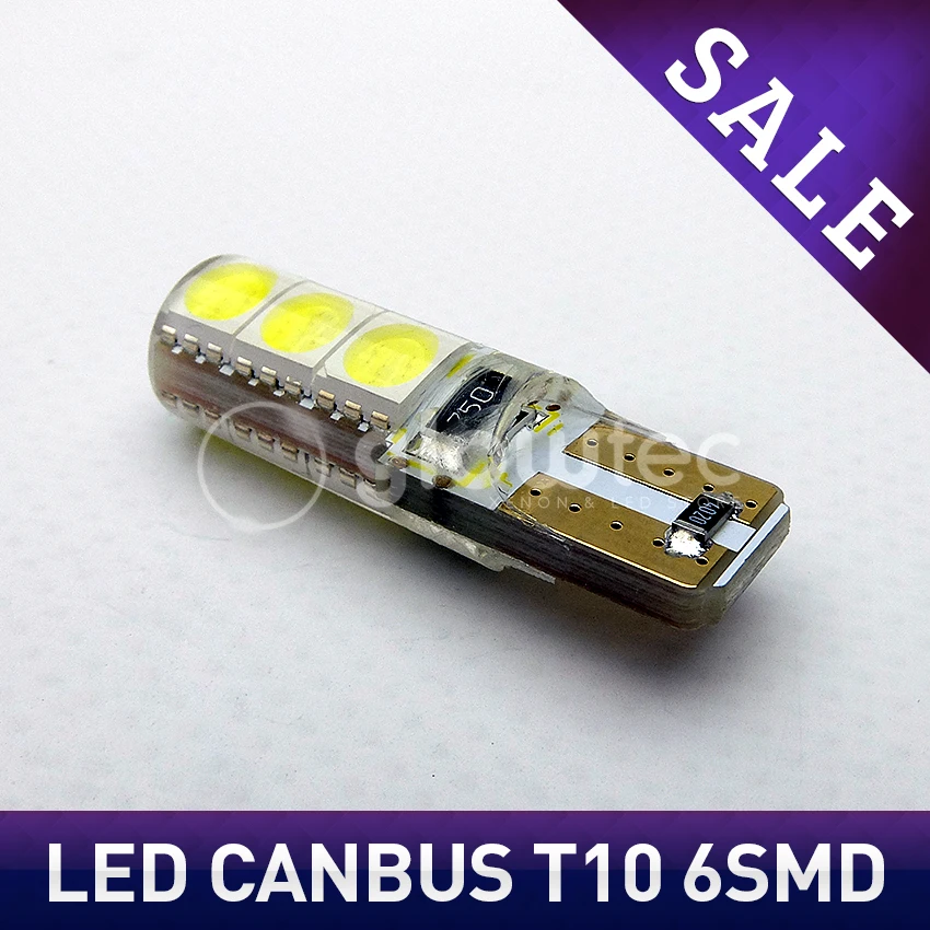 

1pc Canbus Led T10 6SMD 5050 Car Bulb Lamp Light T 10 for car No Error lights source DC12V GLOWTEC