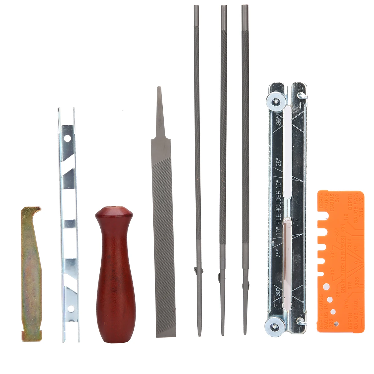 10pcs Chainsaw Sharpening Kit Chainsaw Chain Sharpening Kit Tool Set Guide Bar File Sharpener Tools Embossing