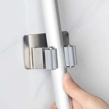 

Wall Mounted Mop Holder Brush Broom Hanger Storage Rack Kitchen Tools Bathroom Suction Hanging Tools