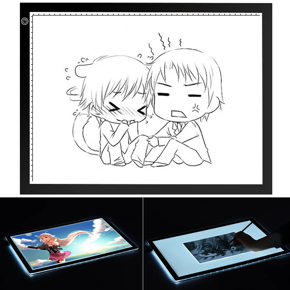 

A2 LED Drawing Tracing Table Artist Stencil Board Tattoo Display Light Box Pad LED Copy Board Intelligent Touch 60*40cm 26 inch