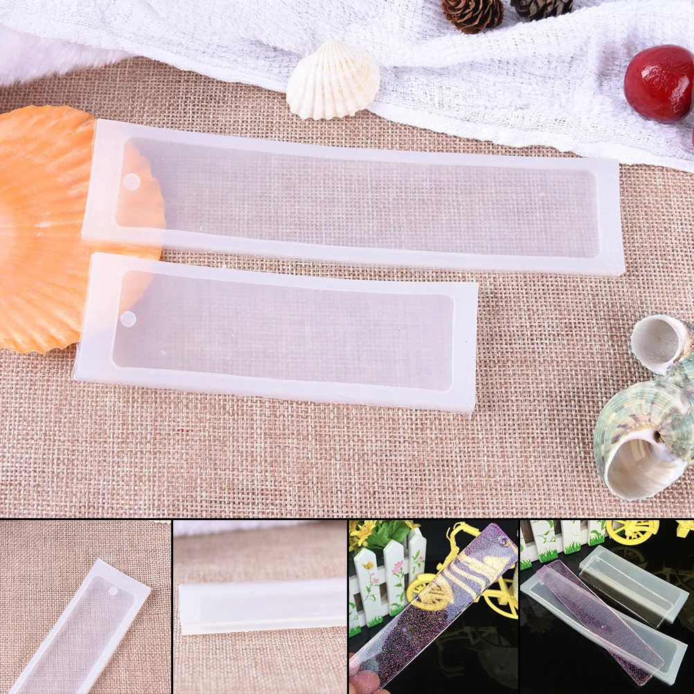 1pcs Rectangle Silicone Mold with Holes Epoxy Resin Jewelry Bookmarks Craft Making