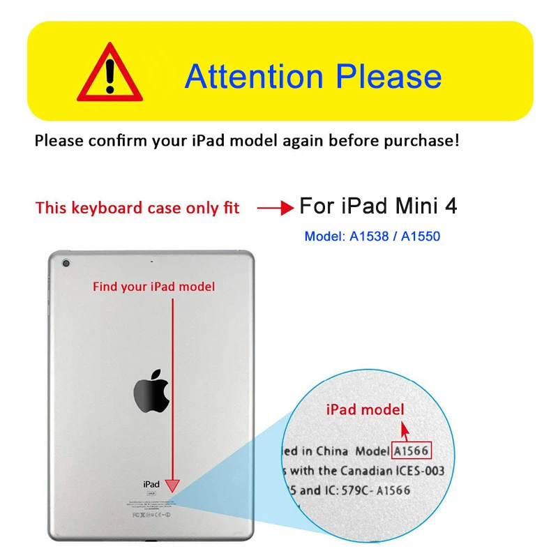 8 Main Bluetooth Case for iPad Mini 4