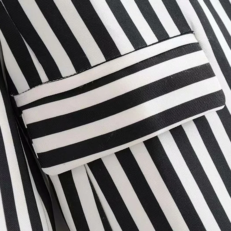 GOPLUS Office Lady Casual Blazer 2019 Spring Slim Black And White Striped Notched Women Blazers Ladies Pockets Tops Outerwear