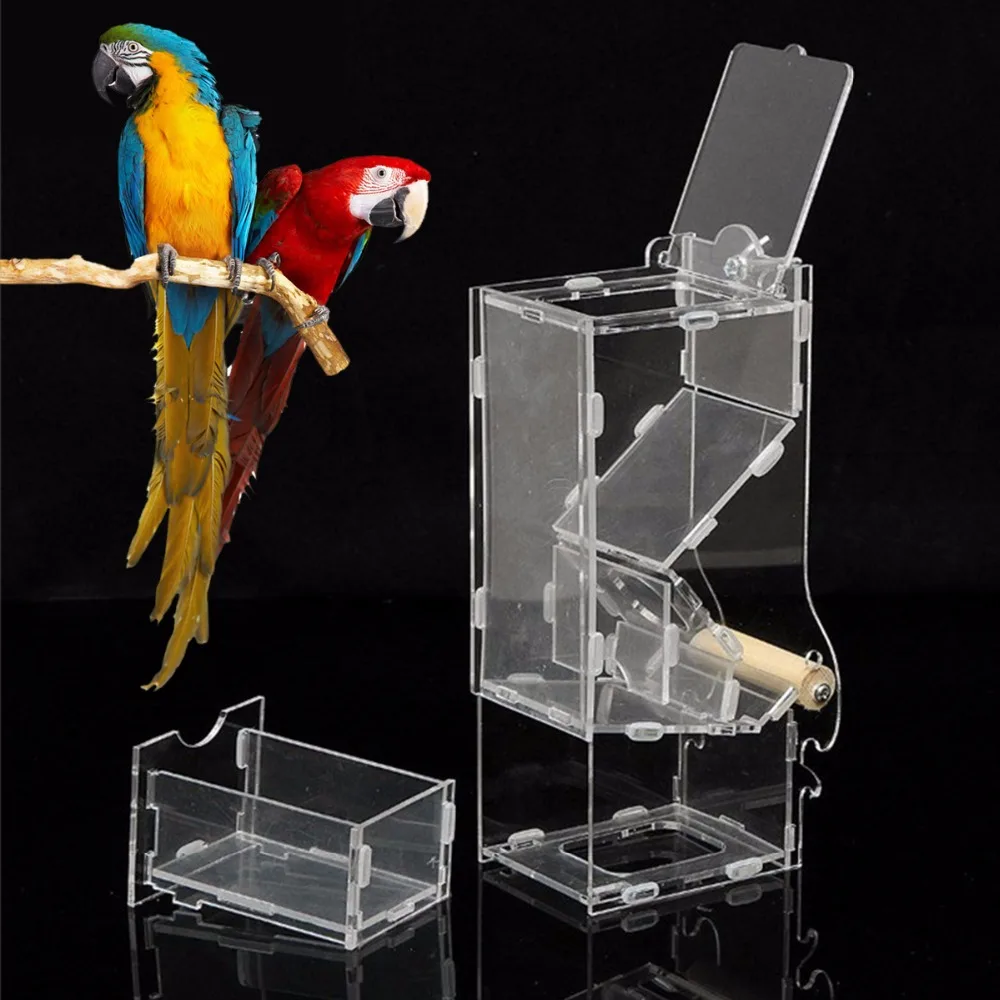 

Pet Parrot Birdy Automatic Bird Feeder Cage Food Container Small Bird Anti-spilling Transparent Feeding Tool Holder Box
