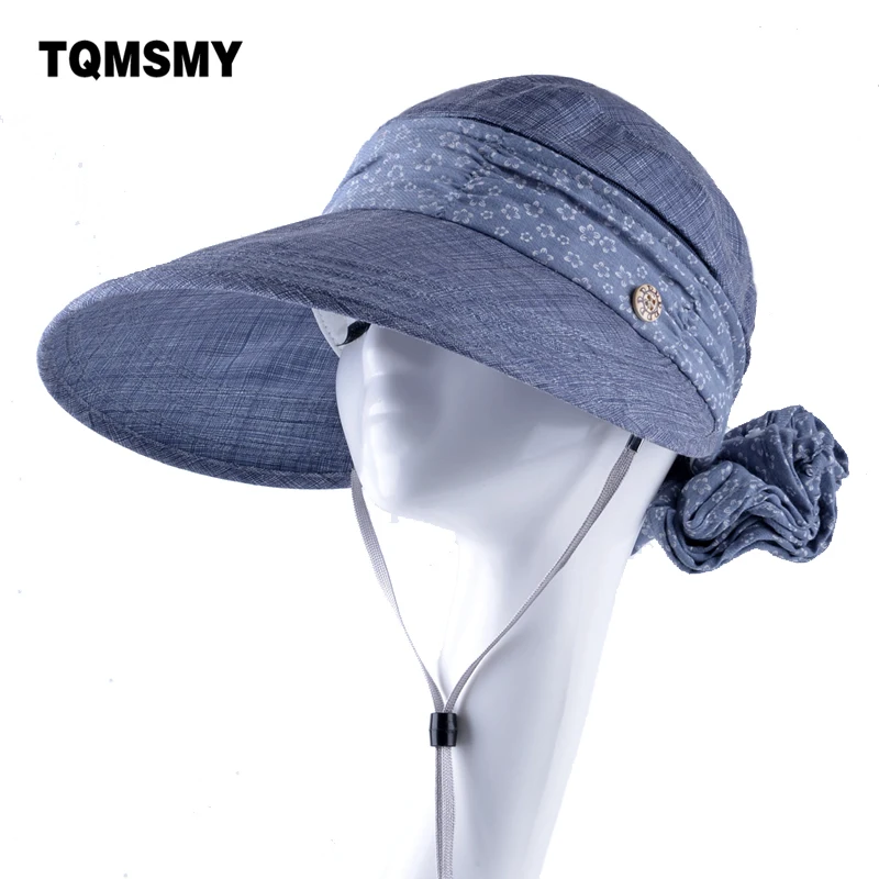 

TQMSMY Solid color summer Hats For women Panama Beach hat girls Anti-UV sun caps women's Bowknot Turban Chapeu feminino