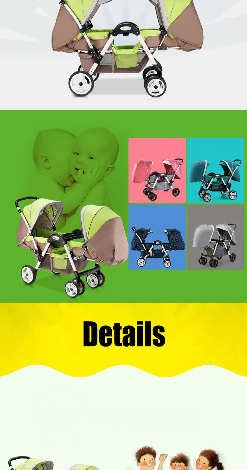 Коляска для Близнецов с лицом к лицу, 2 коляски для детей, складная детская коляска