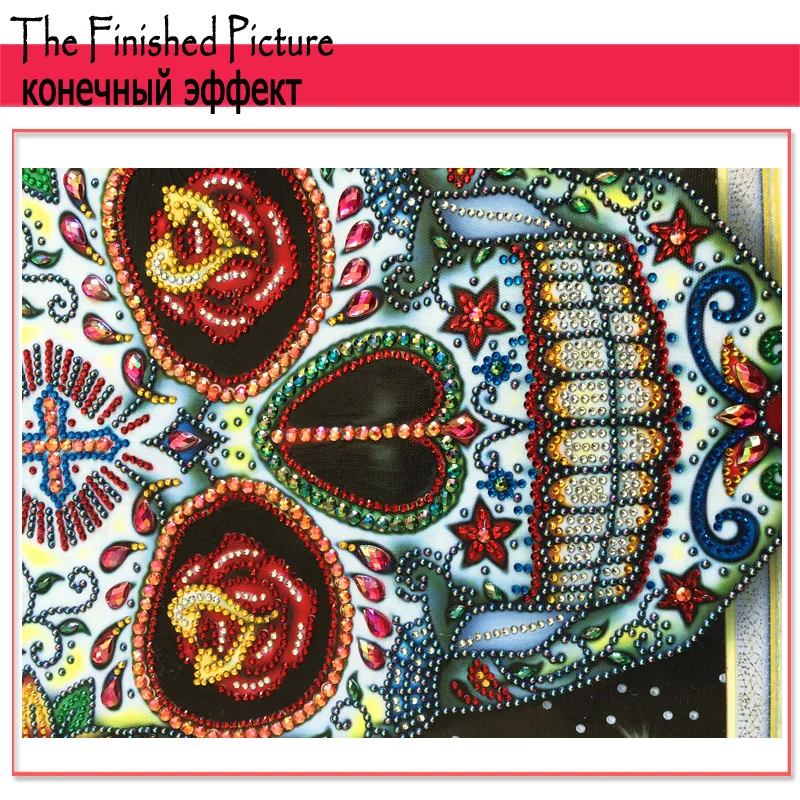 RUBOS DIY 5D Diamond Mosaic Skull Art Abstract Rose Diamond Embroidery Painting Crystal Beadwork Rhinestones Sale Wall Pictures (4)
