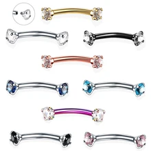 1 шт. стальное Кристальное Драгоценное кольцо для козелка бровей Спиральные серьги Грач пирсинг изогнутый банан пирсинг Bijoux губы спираль кольца ювелирные изделия 16 г