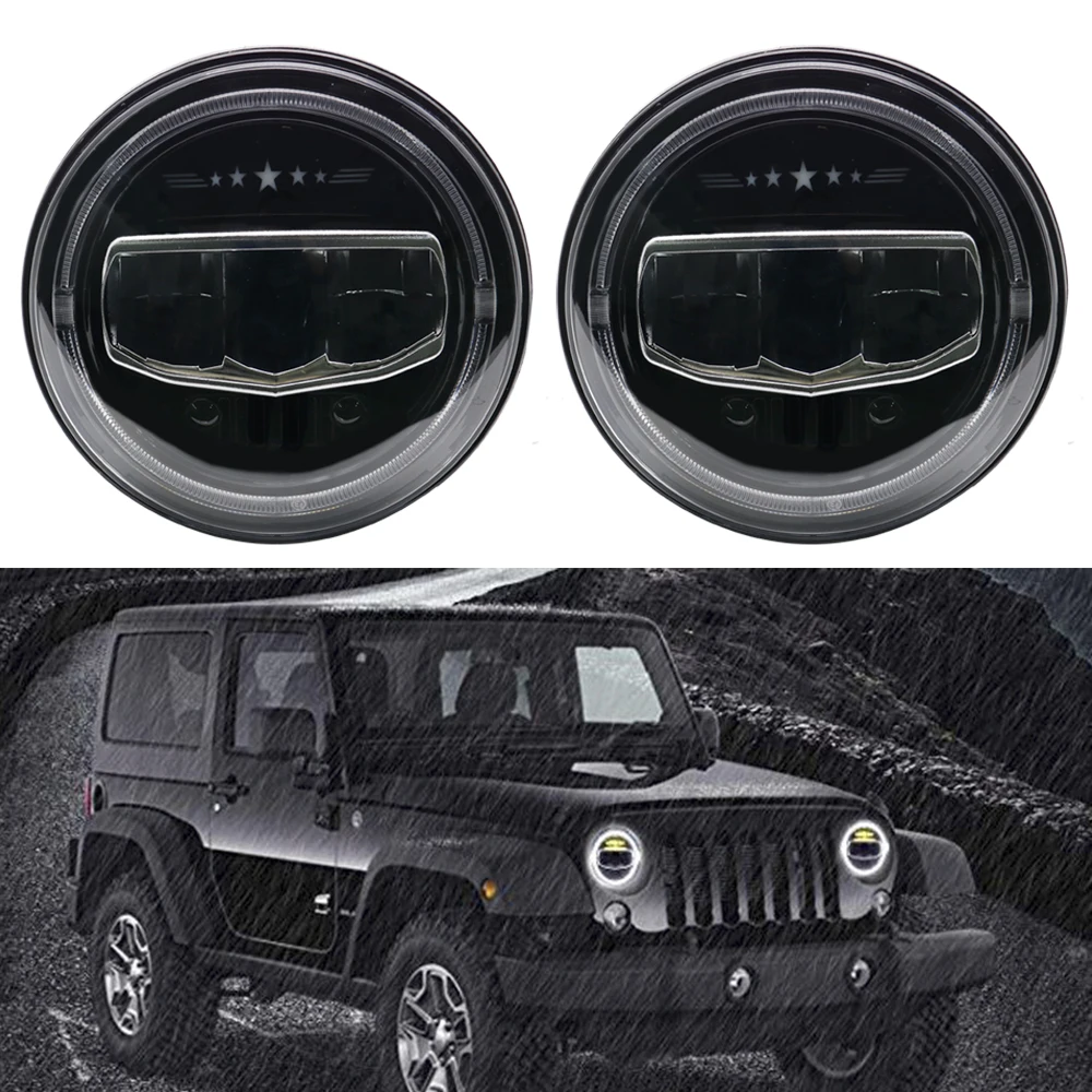 2 шт. 7 дюймов круглые Halo светодиодные фары для Jeep Wrangler Unlimited JK " DRL Угловые глаза светодиодные фары с прожектором