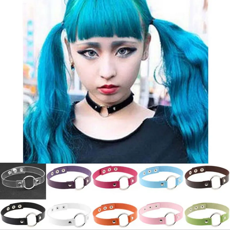 

2019 Newest Jewelry Women Punk Rivet Gothic Choker Necklace DIY Handmade PU Leather Harajuku Grunge Funky Torques Anime Necklace