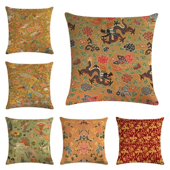 

45*45cm Chinese Wind Dragon Wind Pattern Cushion Cover Comfortable Home/car Decorative Pillow Cover