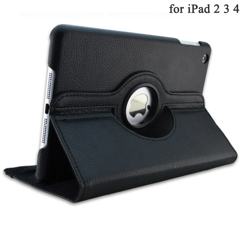 Чехол для ipad 3 A1416 A1430 A1403 Funda чехол для Apple ipad чехол 3 2012 выпуск 360 Вращающийся Чехол-книжка с подставкой из искусственной кожи чехол s - Цвет: for iPad 2 3 4 black