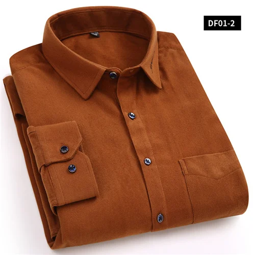 Весна осень Мужская рубашка Вельветовая однотонная повседневная мужская рубашка большого размера Мужская рубашка новая мода Мужская рубашка YN10512 - Цвет: DF01-2