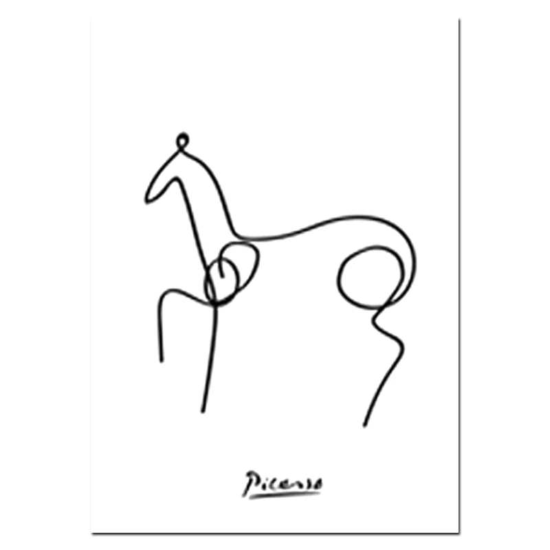 Скандинавский минималистичный рисунок Пикассо с животными, рисунок на холсте, художественная живопись, плакат в скандинавском стиле, настенная художественная картина, домашний декор - Цвет: 04