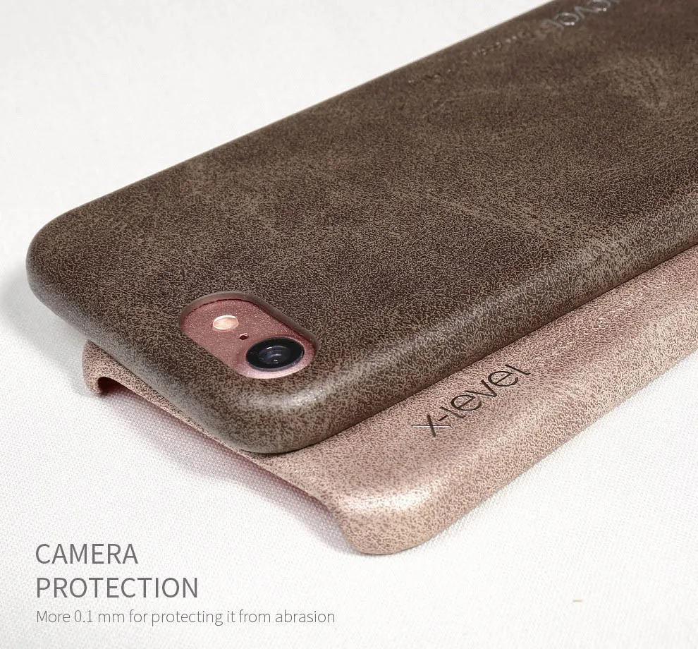 X-Level Vintage Case For iPhone 8 Plus PU Leather Retro Case For iPhone 8 7 7Plus 6 6S Plus X Ultra thin Protective Back Cover 