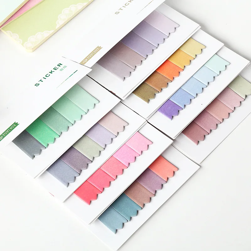 

1pcs 100Pages Creative Simple Memo pads Mini Flags label Sticky Notes gradient ramp Colors Washi pads stationery