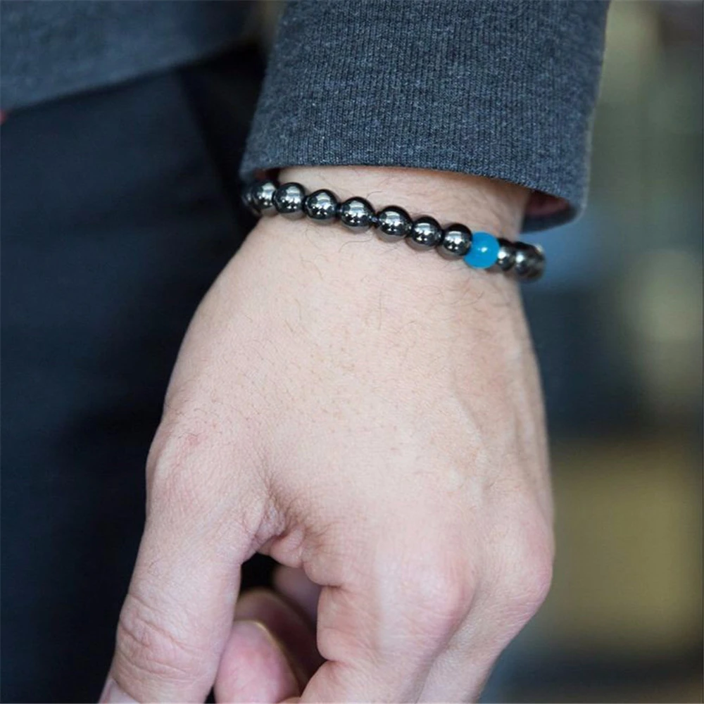 

KOMi Elegant Water Opal Beads Bracelet For Men Women Handmade Semi-Precious Natural Stones Bracelets Genuine Quality Onyx I-072