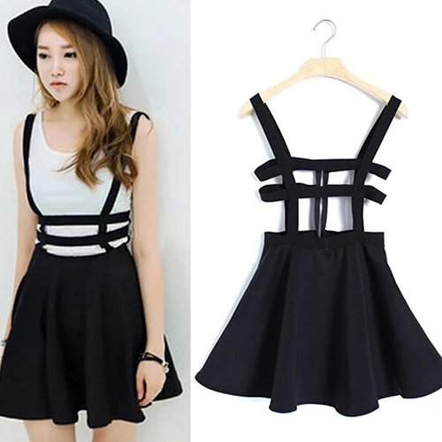 

2016 New Arrival Women's Sexy Pleated Suspender rt Brace Hollow Out Bandage Mini Skater