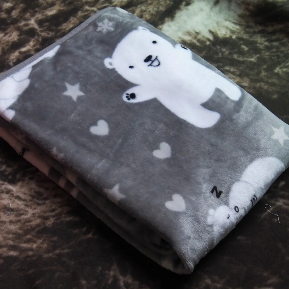 100*74cm/150x100cm/160x200cm soft pink/blue/grey polar bear blanket