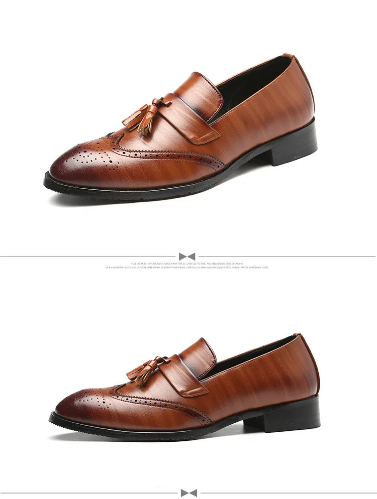 Модная обувь с перфорацией типа «броги» с бахромой; официальная обувь; Роскошные Дизайнерские мужские лоферы; мужская повседневная обувь в деловом стиле из бычьей кожи; большие размеры 37-48
