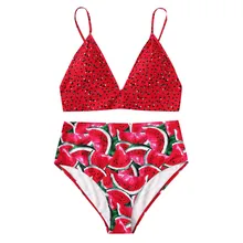 Популярные женские купальные костюмы с принтом, бикини из двух предметов, купальник пуш-ап, стильные женские купальники, фантазийный раздельный купальник для девочек