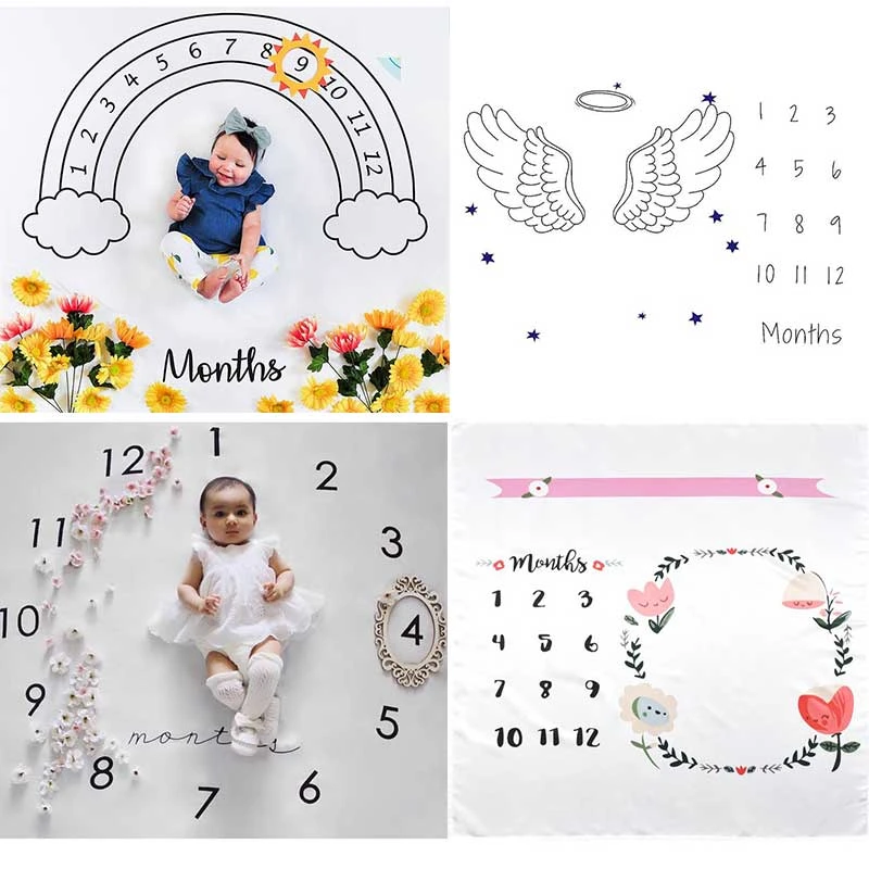 Infant Baby Milestone Blanket Photo Photography Prop Blankets Backdrop Cloth Calendar Bebe Boy Girl Photo Accessories 100x100cm Receiving Blankets Aliexpress