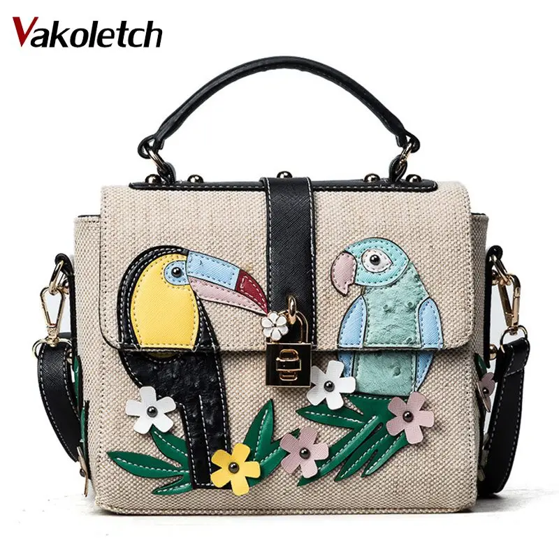 الماركات الشهيرة مصمم الفتيات الكتان الأزهار طباعة المرأة حقيبة crossbody المرأة نسج حقائب جلدية الكتف أكياس الإناث KL266
