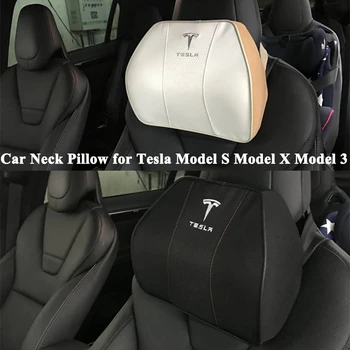 

Styling Memory Foam Comfort Car Seat Headrest Neck Pillow Protector Cushion Cover Logo Accessories for Tesla Model S Model X 3