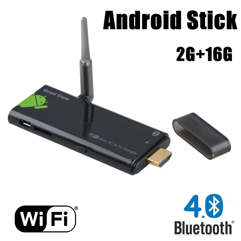 

New Mini PC Smart TV BOX Stick Android 4.4 Quad Core 2G/16G XBMC DLNA WiFi Best Quality Android Stick Free Shipping Wifi 1080P