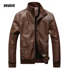 SHUJIN сезон осень, со стоячим воротником Куртки из искусственной кожи с карманами Повседневная Верхняя одежда мужские пальто мужские большие размеры chaqueta hombre