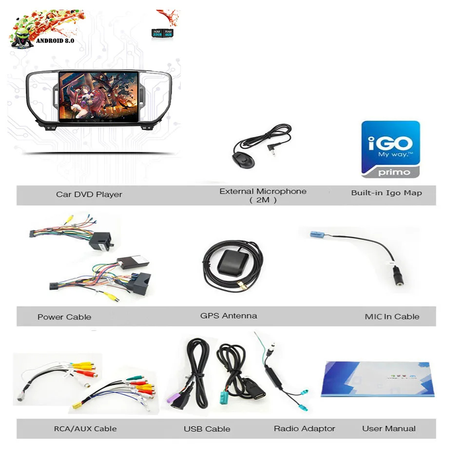 Android 9,0 Восьмиядерный автомобильный dvd-плеер для KIA sportage KX5 gps навигация 1 din стерео головное устройство магнитофон