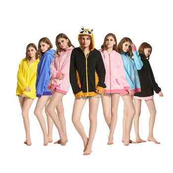 

Women 3D Cartoon Animal Hoodies Costume Unicorn Stitch Men Pokemon Pikachu with Ears Face Eyes Sweatshirt Jacket Zipper Hoodies