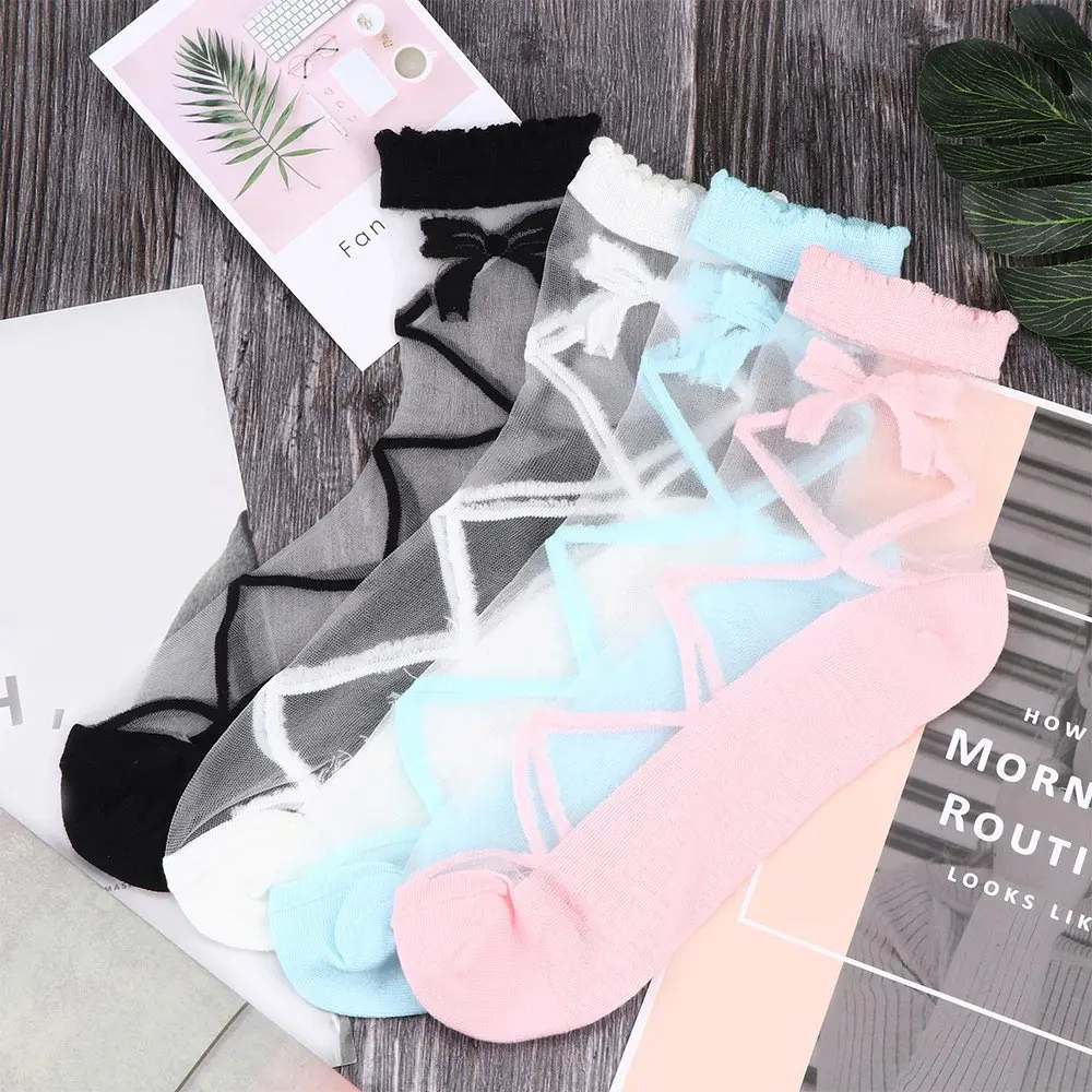 2019 женские Кружевные Гофрированные носки мягкие удобные прозрачные шелковые хлопковые эластичные сетчатые трикотажные прозрачные