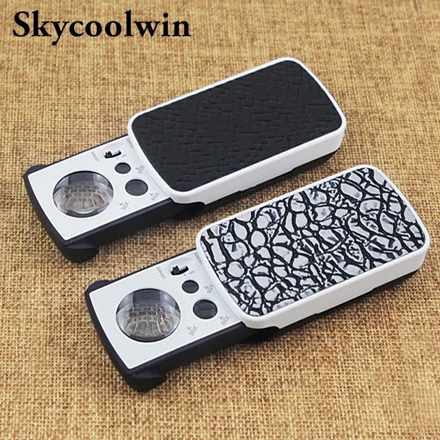 Skycoolwin Лупа светодиодных УФ-ювелирных оценки чтения большим увеличением увеличительное Стекло акриловые оптические линзы Лупа 30X 60X 90x