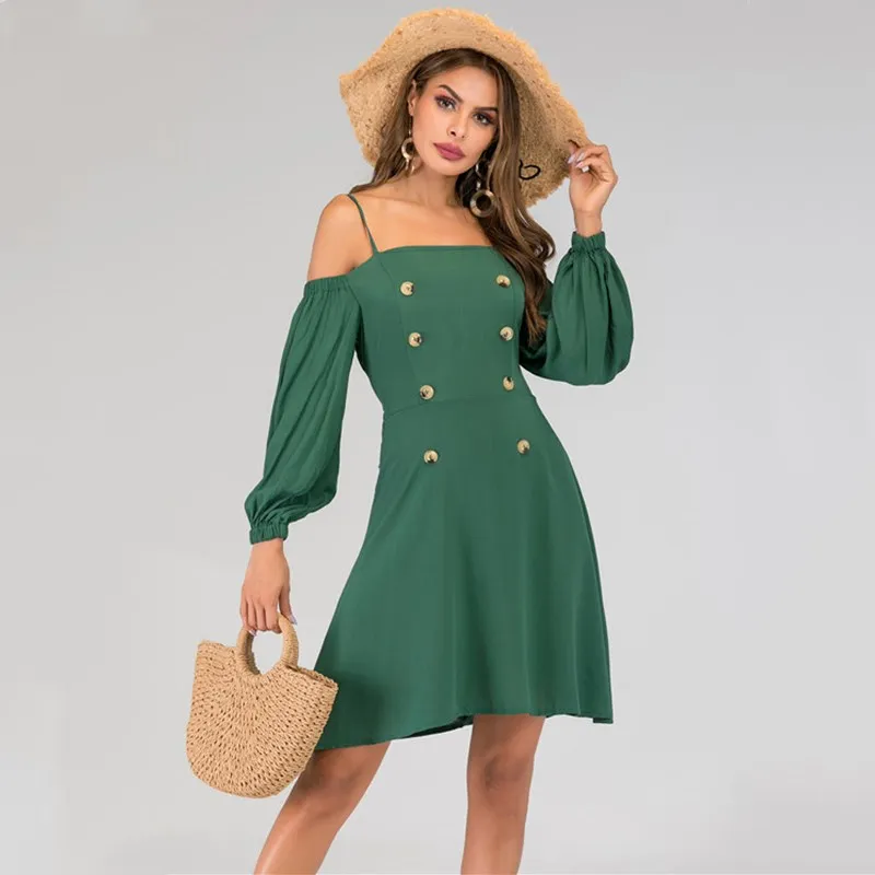 

Green Plus Size Long Sleeve Backless Women Casual Midi Spring Summer Party Dress Elegant Clothes 2019 Ladies Dresses