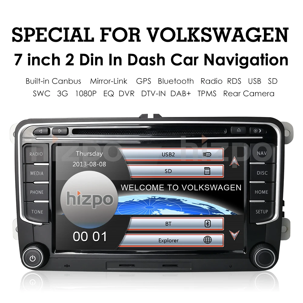 Top Car DVD player For V W/Volkswagen/Golf/Polo/Tiguan/Passat/b7/b6/SEAT/leon/Skoda/Octavia 7" Radio GPS BT Free camera Mirror link 1