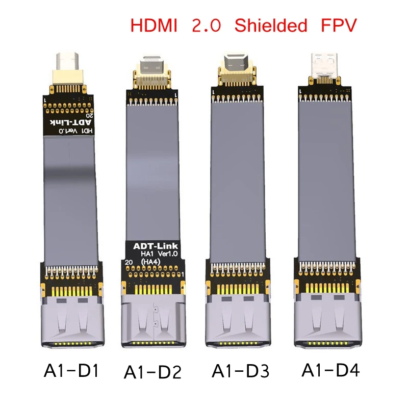 A1-D FPV HDMI 2,0 Micro HDMI адаптер 4 К 60 Гц HD FPC ленты плоский кабель экранированный 20 P для multicopter аэрофотосъемки GH4 GoPro