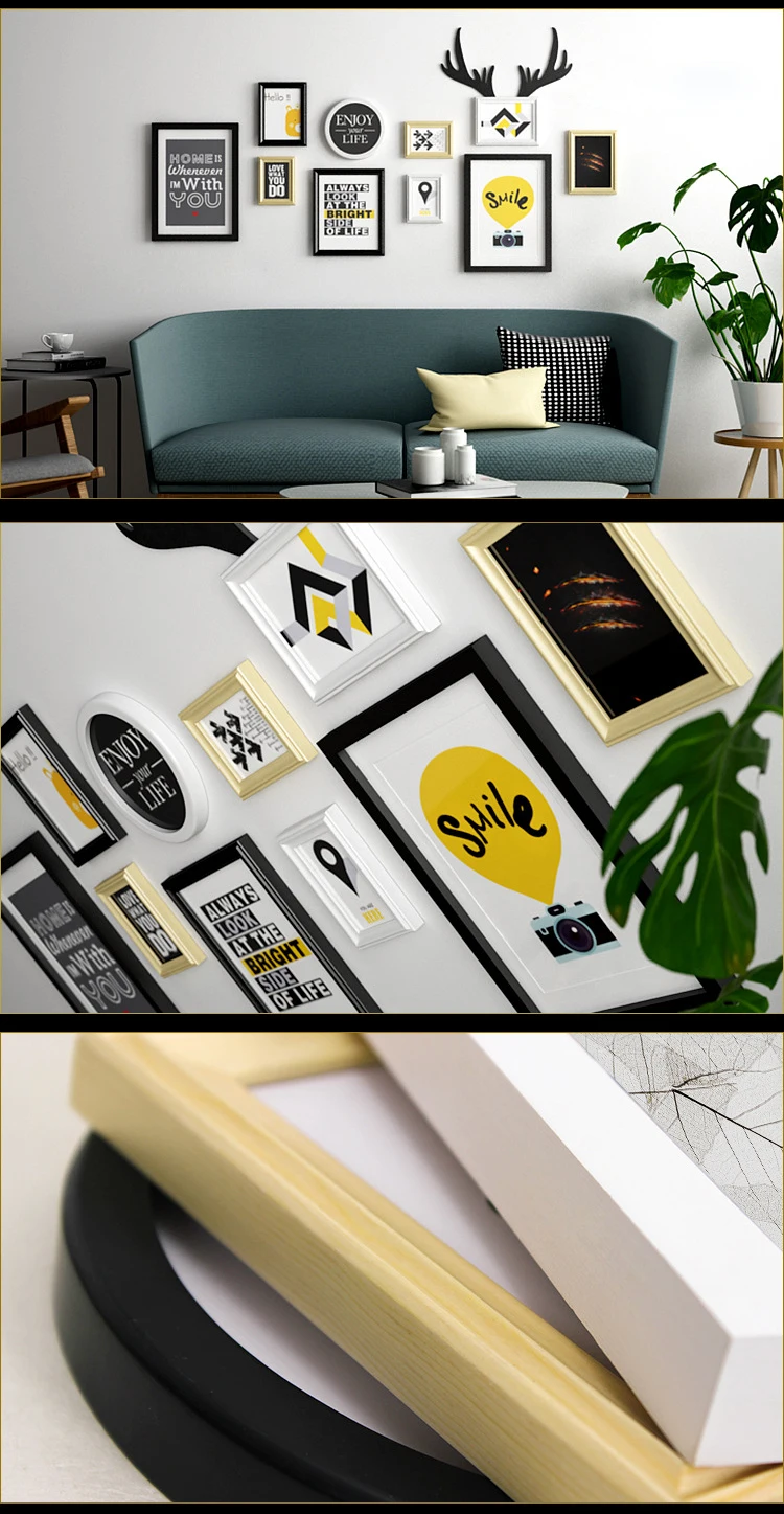 12 PcsSets Wooden Photo Picture Frames Home Wall Decor Modern Living Room Wall Painting Art Decoration Accessories Poster Frame 6