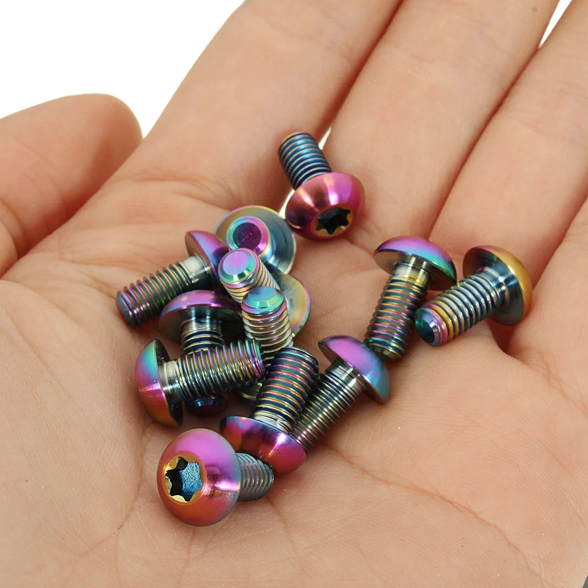 

12pcs Titanium Ti Rainbow Bike Bolts For Rotor Disc Brake Torx T25 M5x10mm