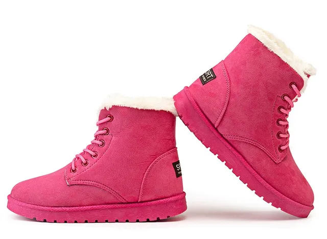 Classic Women Winter Boots Suede Ankle Snow Boots Female Warm Fur Plush Insole High Quality Botas Mujer Lace-Up -