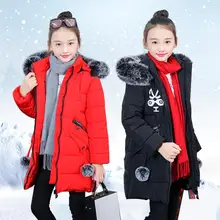 Christmas Teenage Girls Winter Jacket Coat Parka Warm Down Children’s Winter Jackets Pink Black Red Clothing Winterjas Meisjes